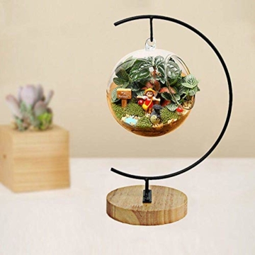 Fosinz Ornament Display Stand - Holz Eisen Hängende Stand Pflanzen Halter für hängende Glas Globe Air Plant Terrarium, Ball, Christbaumkugel & Home Wedding Dekoration (Wood 2 Pack) - 3