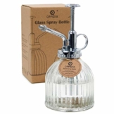OFFIDIX Transparente Glas-Bewsserungs-Spray-Flasche, 6,5"Tall Vintage Style Spritzer mit Bronze-Kunststoff-Top-Pumpe One Hand Spritzflasche - 1