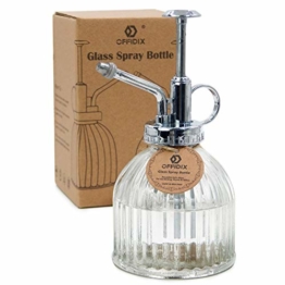 OFFIDIX Transparente Glas-Bewsserungs-Spray-Flasche, 6,5"Tall Vintage Style Spritzer mit Bronze-Kunststoff-Top-Pumpe One Hand Spritzflasche - 1
